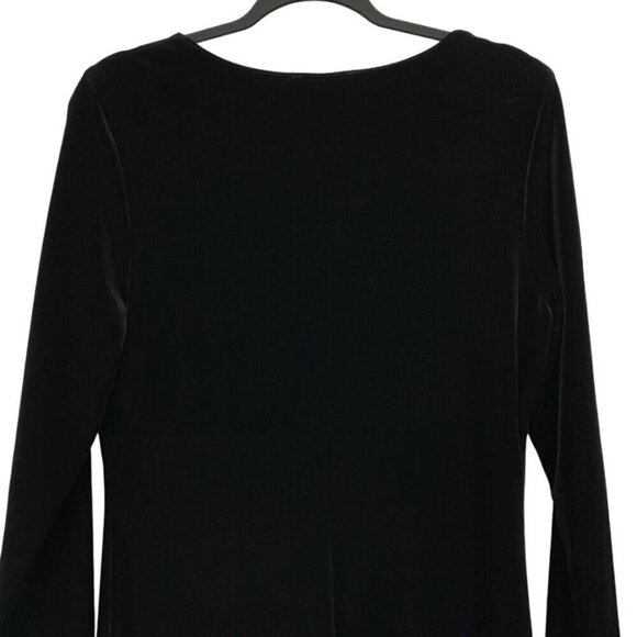 Tiana B. Dress Sz Large Black Velvet Velour Long Sleeve Dark Romantic Goth Fall - Picture 5 of 9